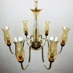 Vintage amber murano chandelier De Majo Italy 1970s Mid-century italian chandelier 6 bulbs