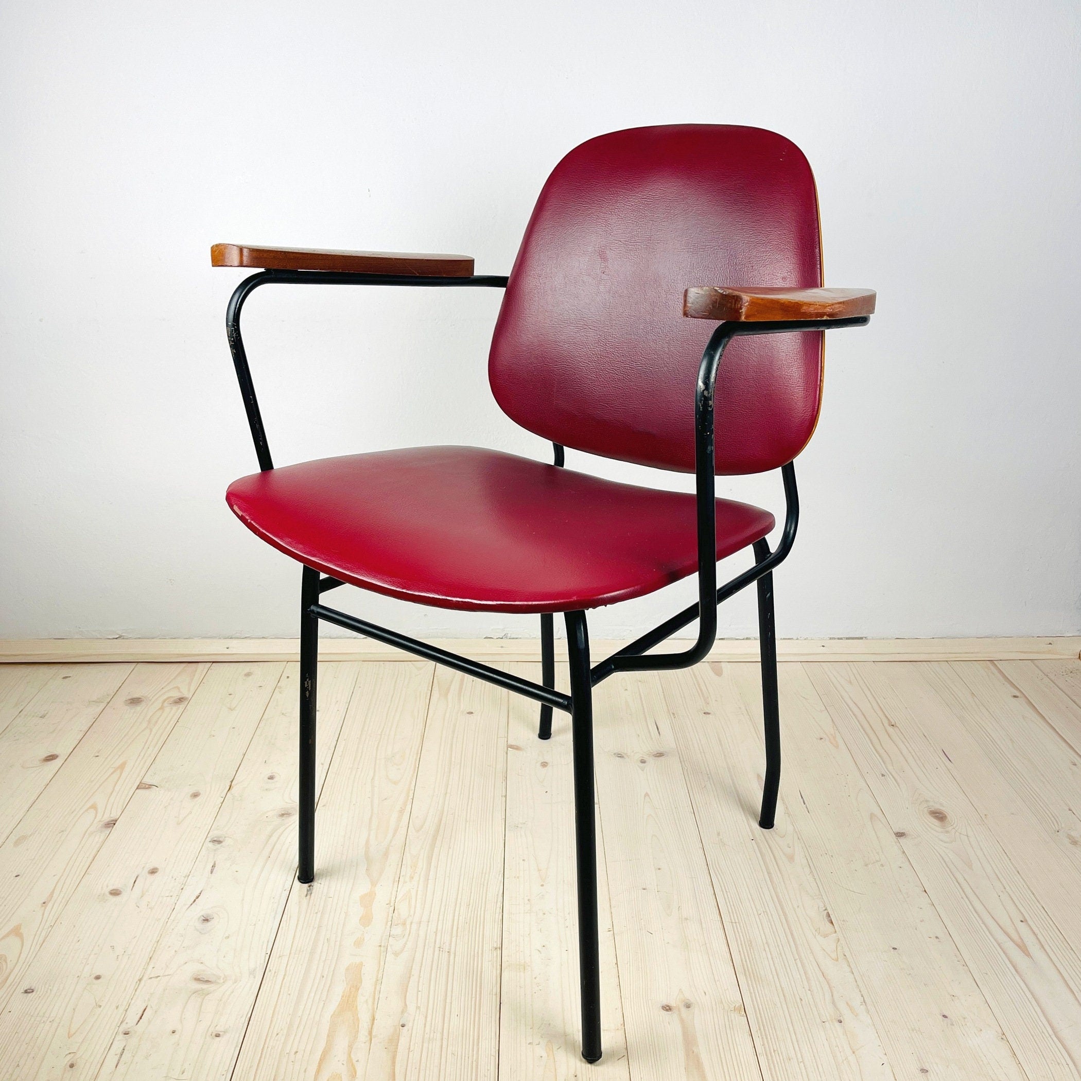 Mid-century red chair Italy 1960s Vintage italian furniture Home office chair