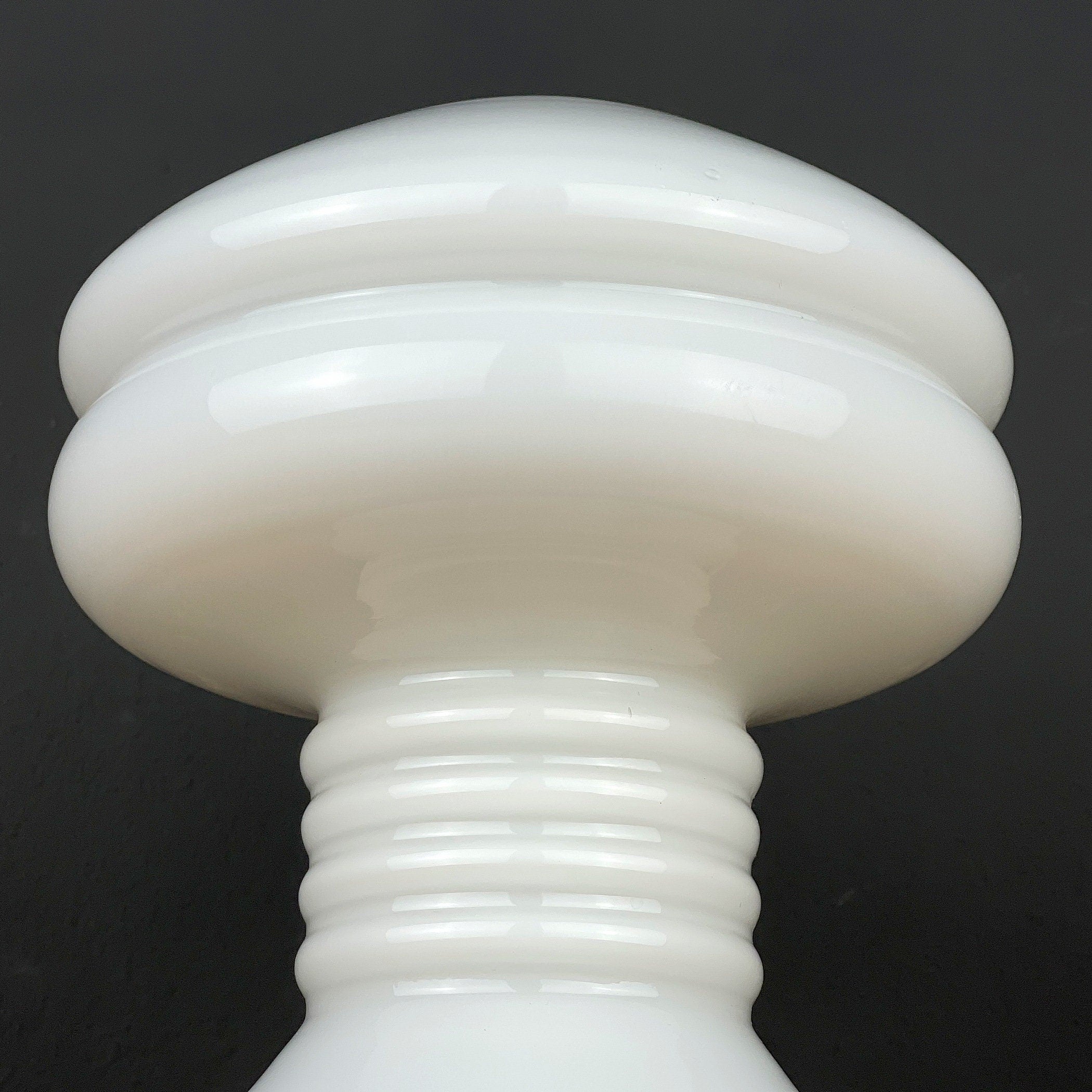 Vintage White Opaline Glass Table Lamp: Italian Mid-Century Modern Lighting