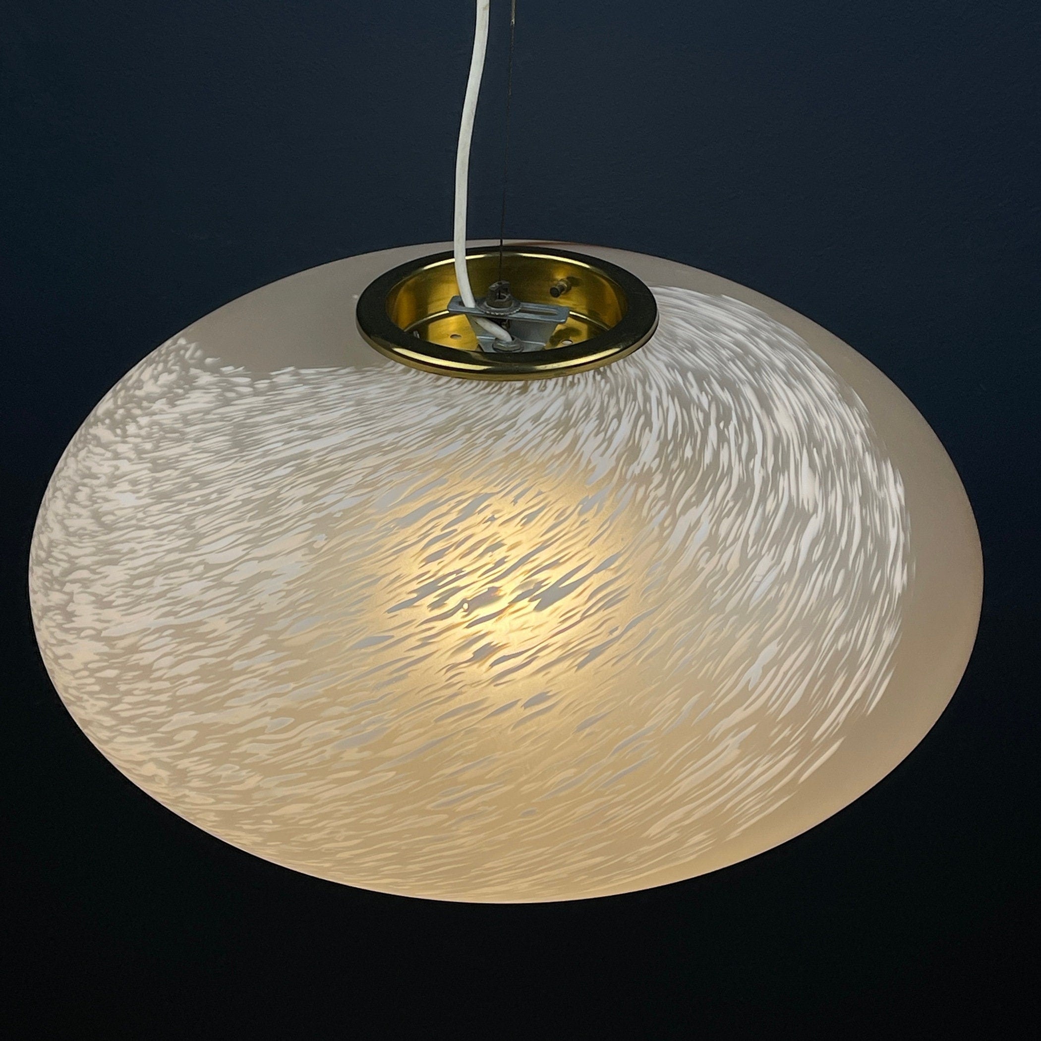 Large swirl murano glass pendant lamp Vetri Murano Italy 1970s