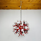 Mid-century red Murano pendant lamp Sputnik, Italy 1970s, Vintage lighting Space age