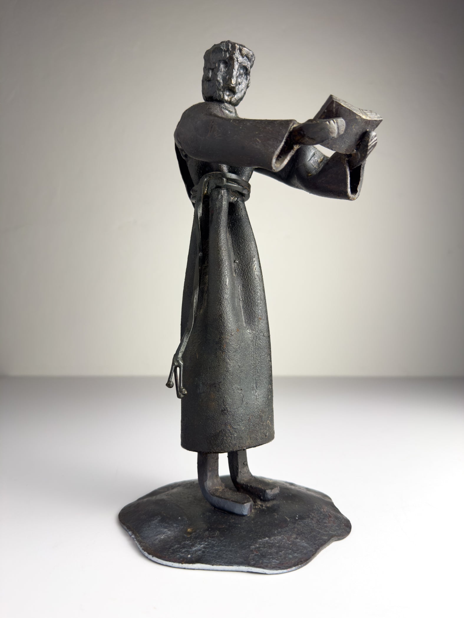 Vintage Brutalist sculpture "Monk With The Book" by Salvino Marsura, Italy 1970s