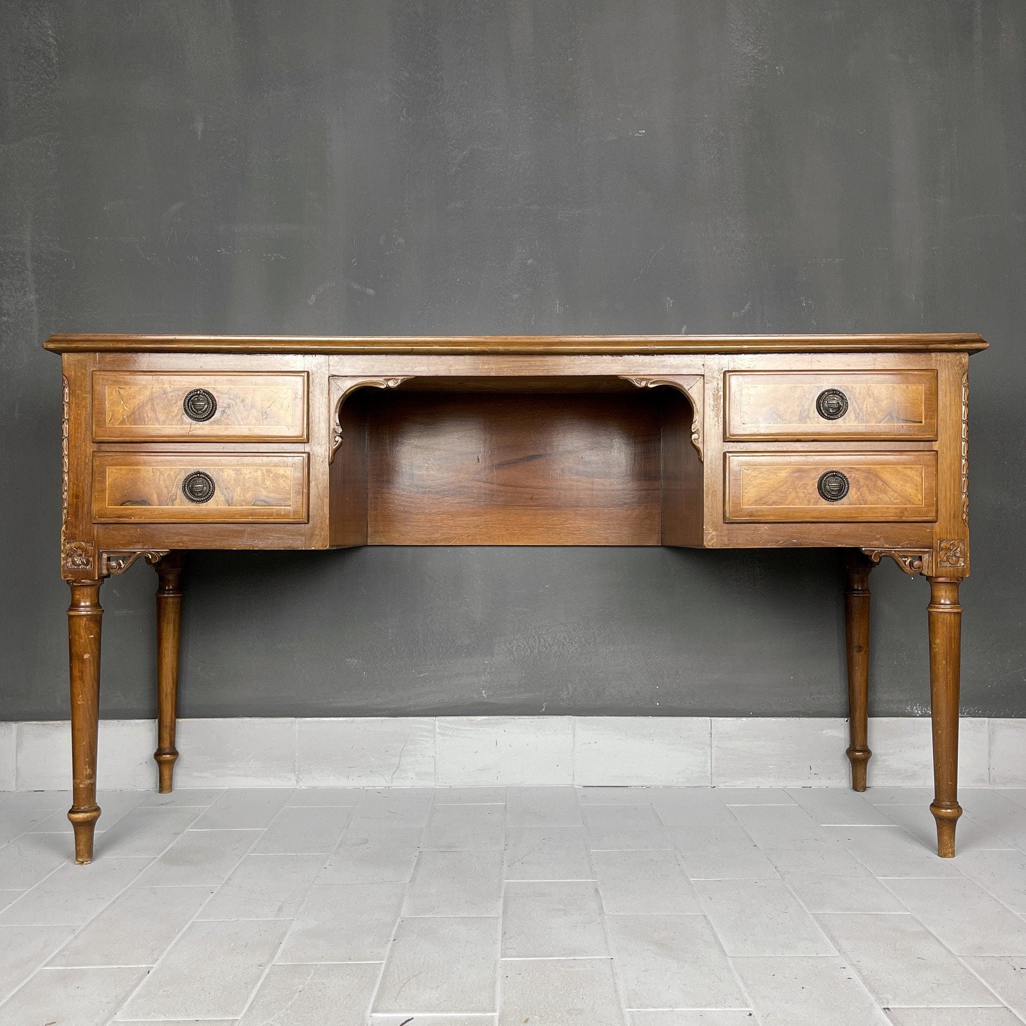 Vintage wood sideboard Italy 1950s  venetian wooden console table