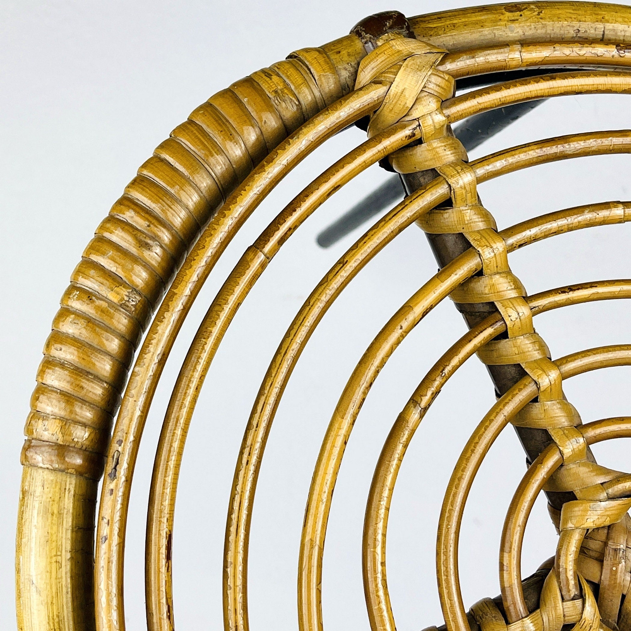 Vintage bamboo metal stool Italy 1950s MCM modern design