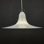 Vintage Murano Glass Pendant Lamp: Swirl White Mid-Century Lighting