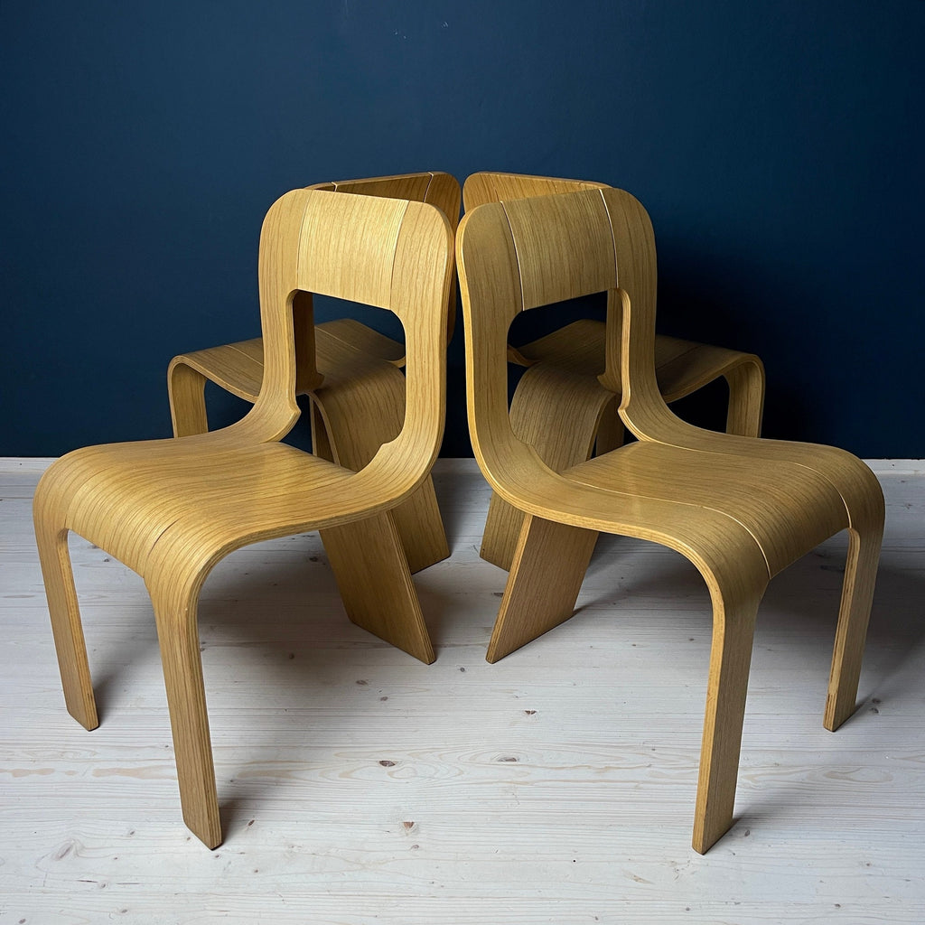 Mid-Century Plywood Dining Chairs Esse by Gigi Sabadin, Stilwood, Italy - Set of 4
