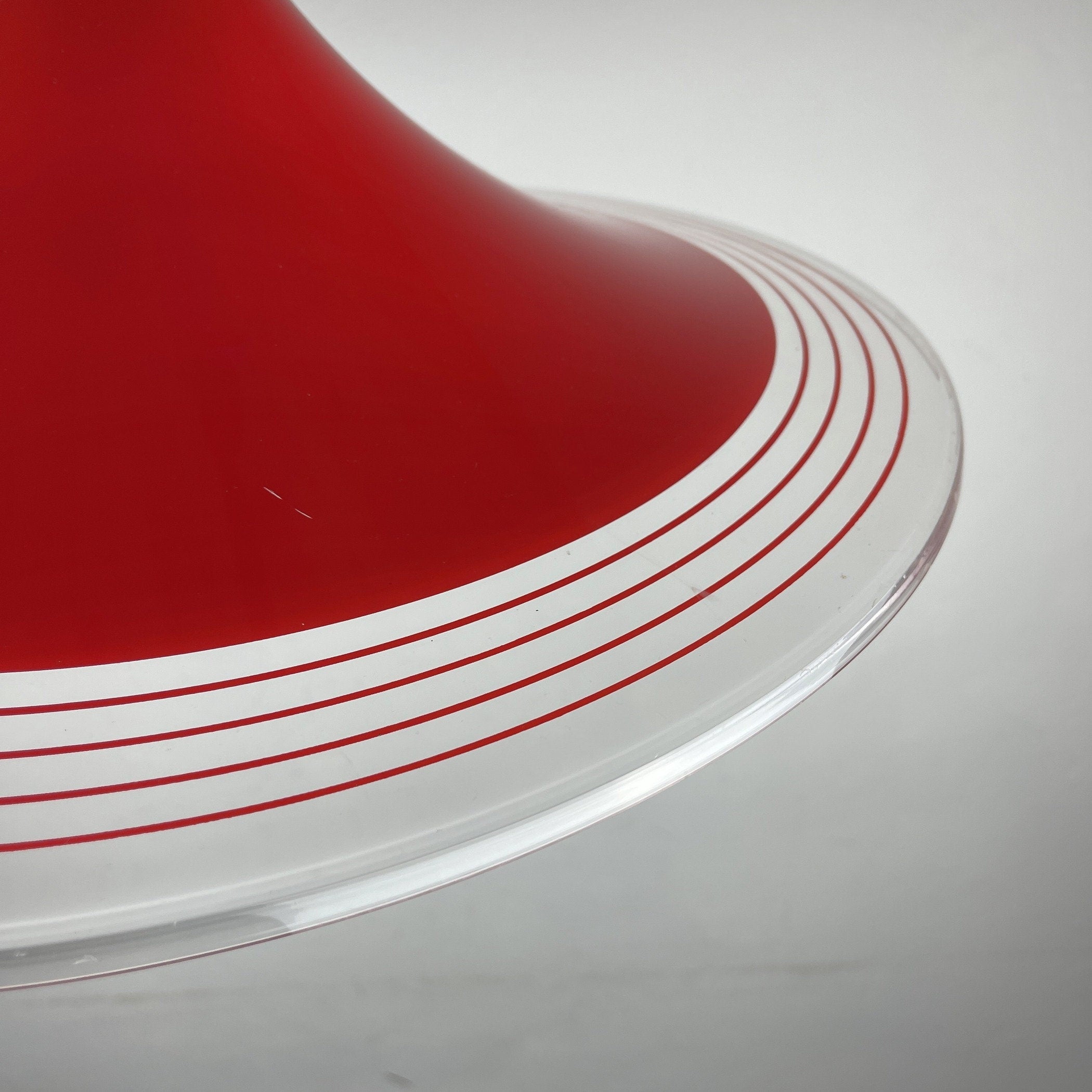Mid-century red plastic pendant lamp Albatros Meblo Yugoslavia 1970s Space age atomic