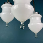 Vintage white murano pendant lamp Italy 1960s MCM space age italian lighting