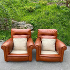 Poltrona Frau leather armchairs Edoardo Italy 1970s Set of 2
