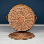 Vintage laundry basket wicker weaving Yugoslavia 1970s