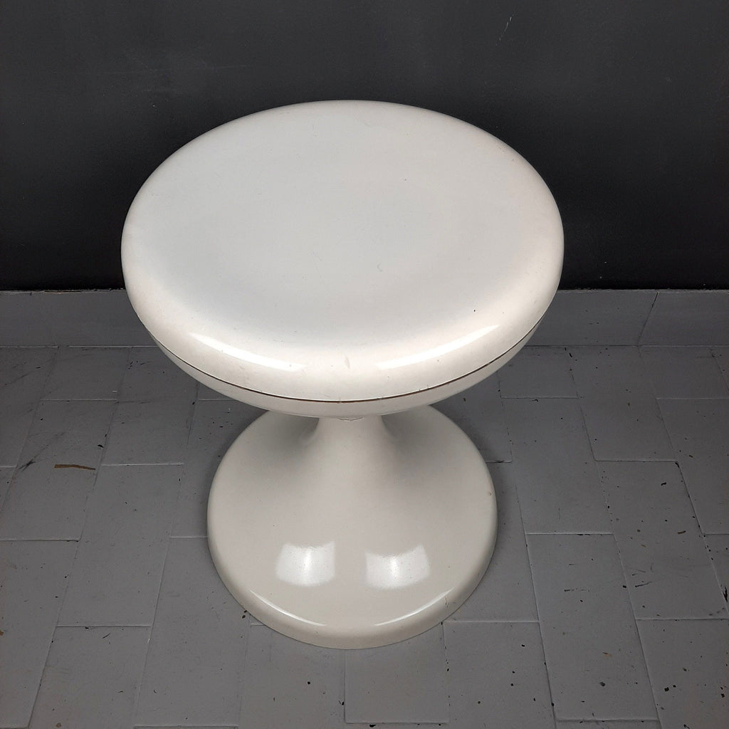 Vintage White Plastic Mushroom Stool - Mid-Century Modern Meblo Yugoslavia