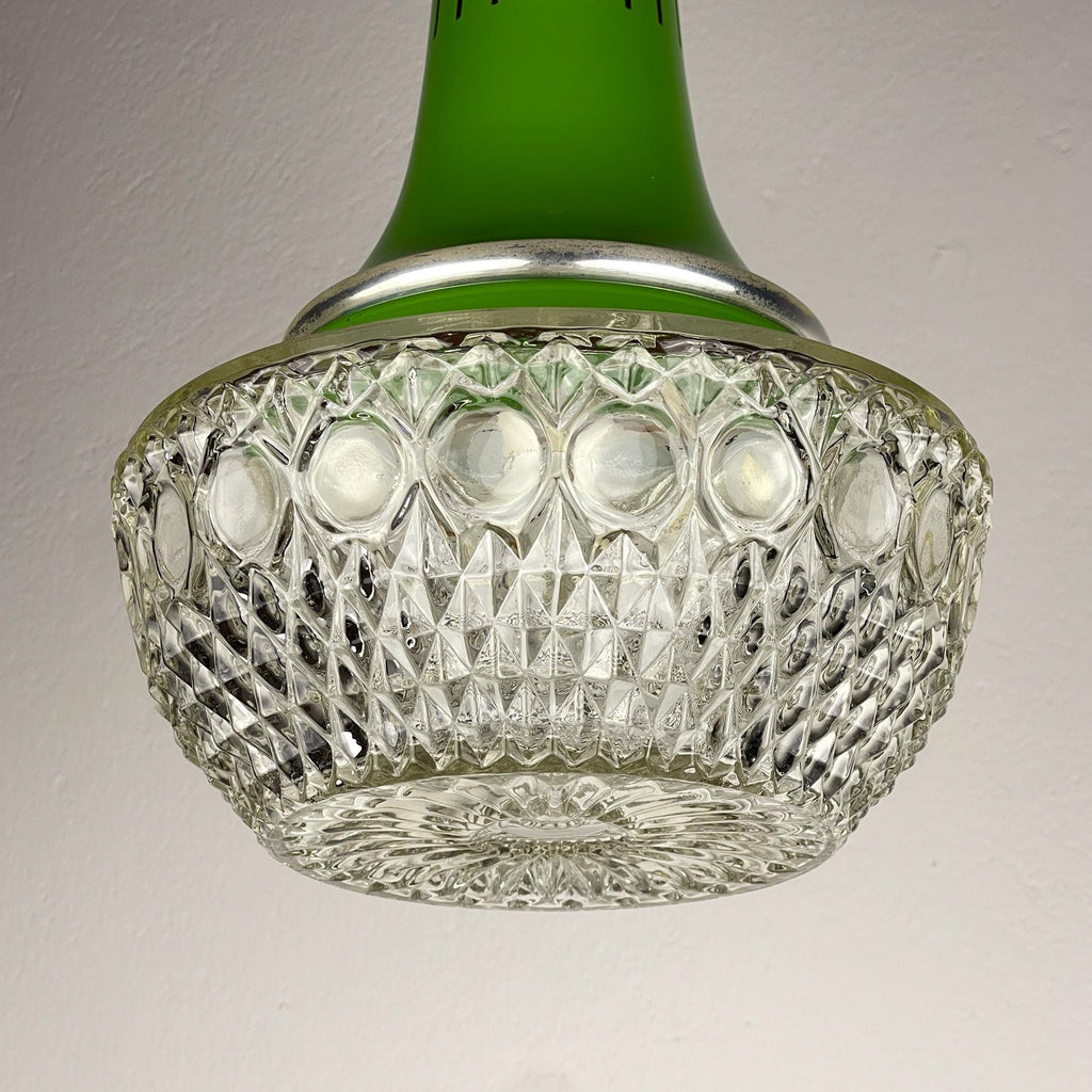 Mid-century green pendant lamp by Targetti Sankey, Italy 1960s, Vintage Italian lighting Space Age