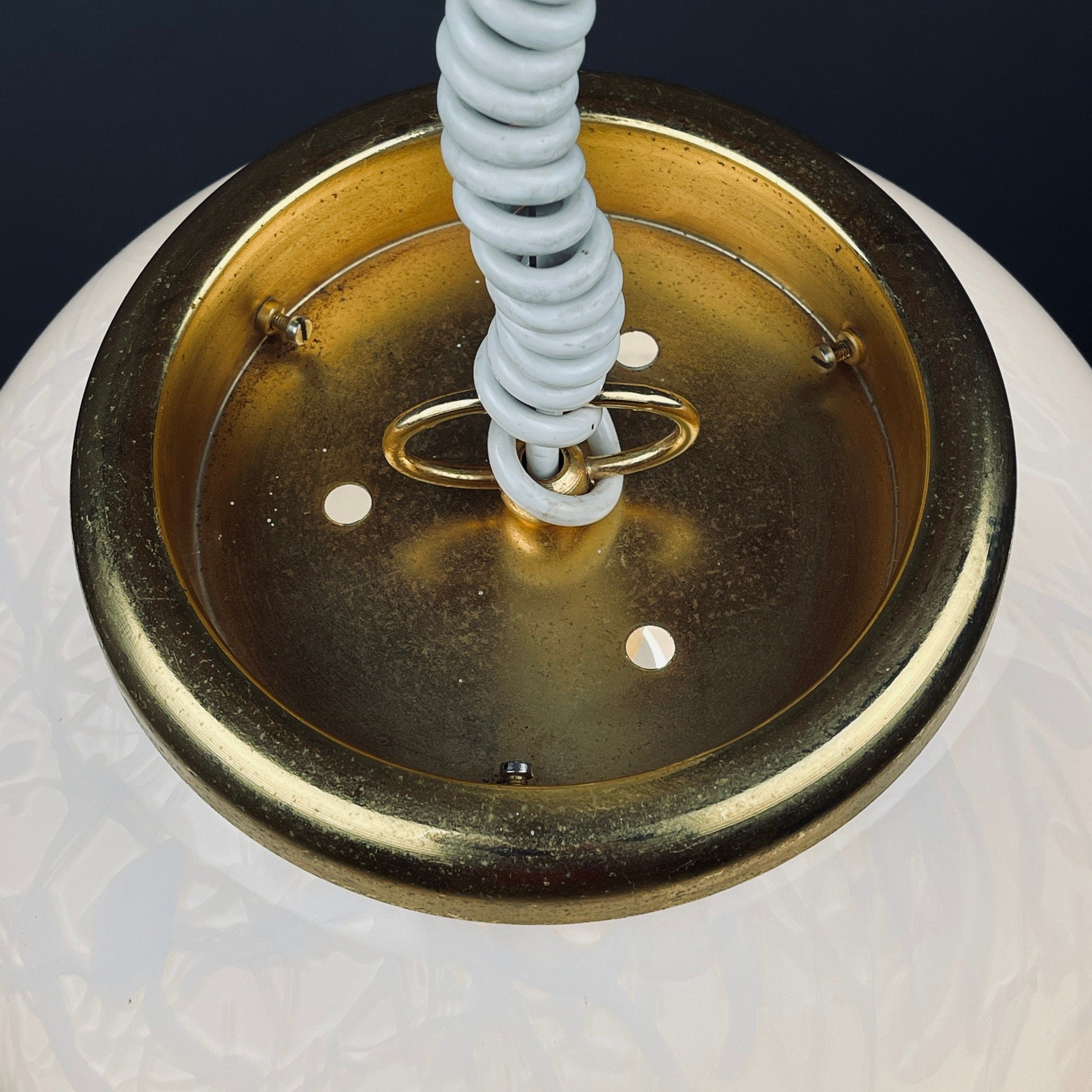 Classic white murano pendant lamp Italy 1970s Italian mid-century modern lighting
