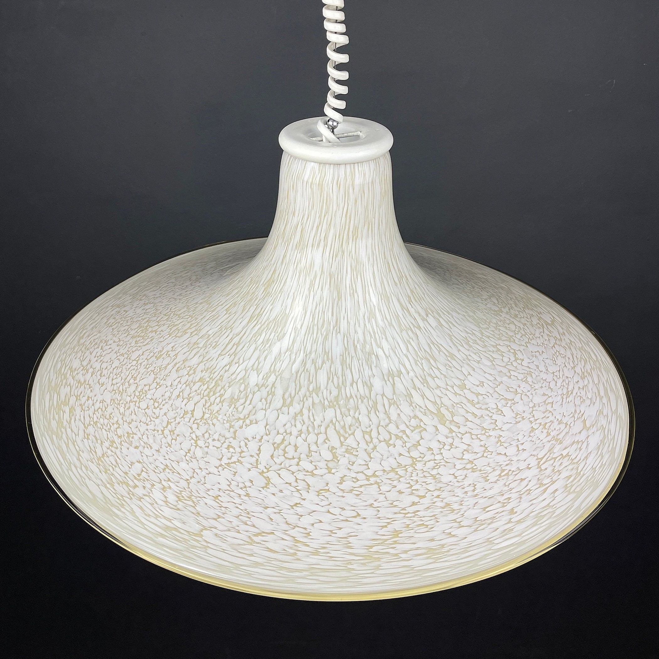 Mid-century beige murano glass pendant lamp Italy 1970s Handblown murano chandelier