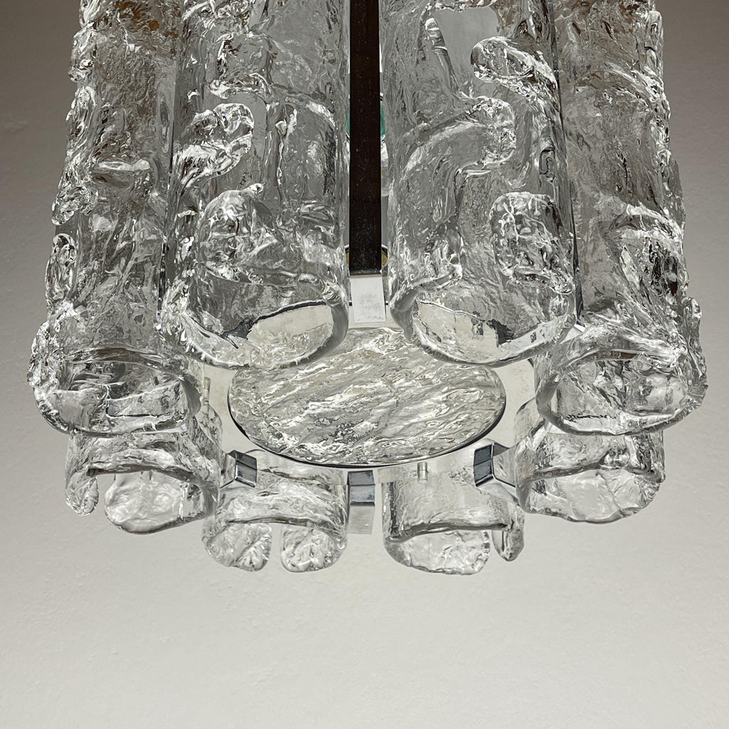 Vintage Ice Murano chandelier by AV Mazzega, Italy 1970s, Mid-century Italian lighting