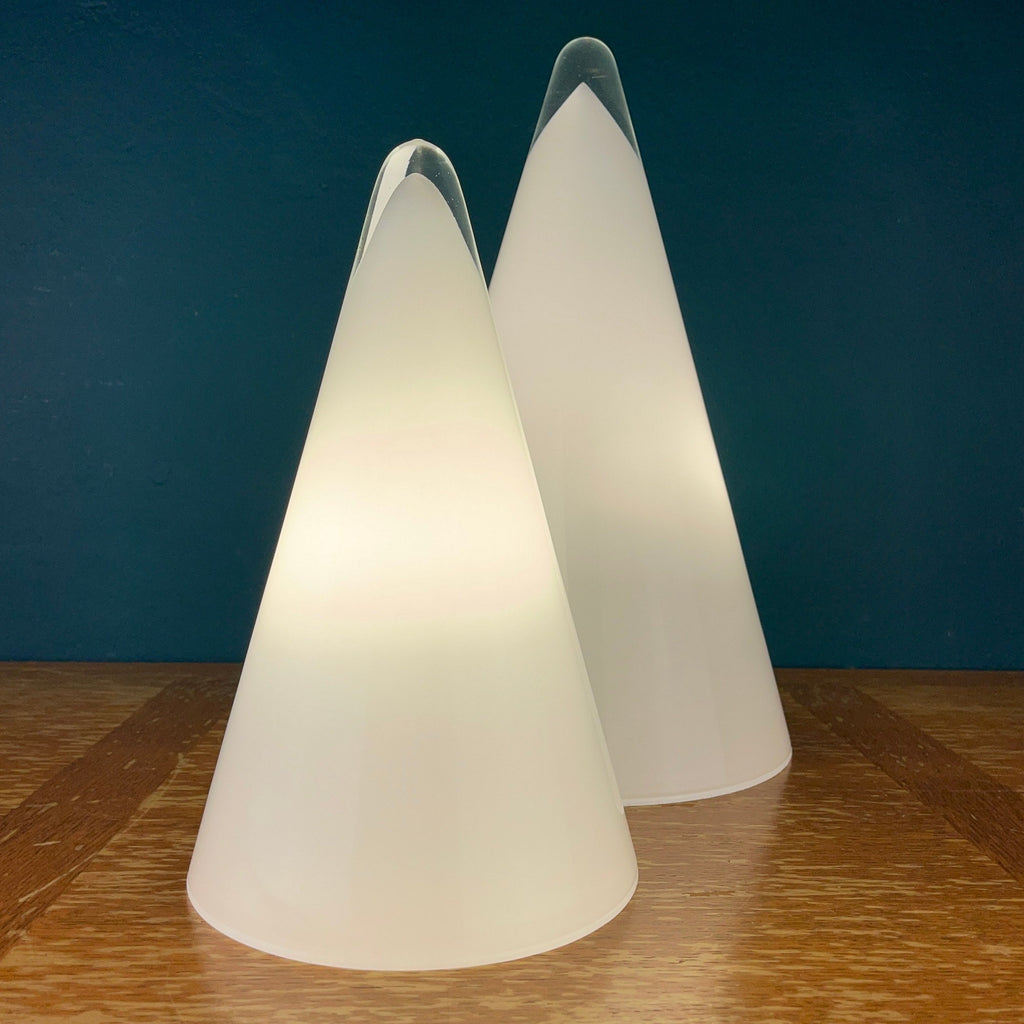 Pair of murano table lamps Cone Italy 1970s Italian Modern Mid-century home decor