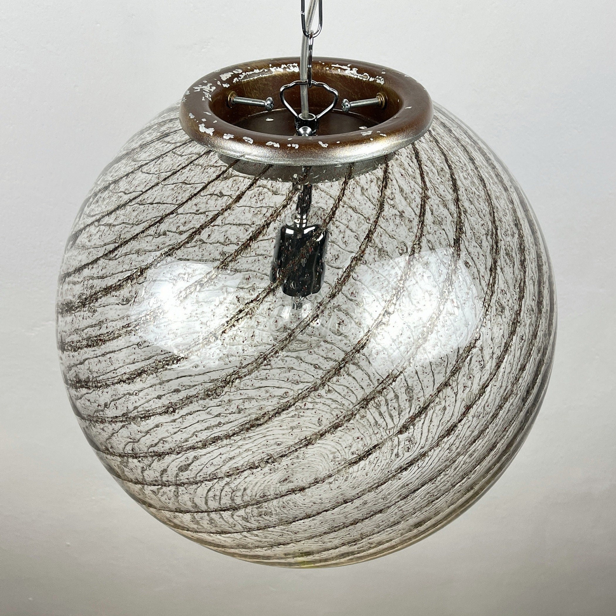 Vintage La Murrina Swirled Murano Glass Pendant Lamp - 1970s Italian Lighting