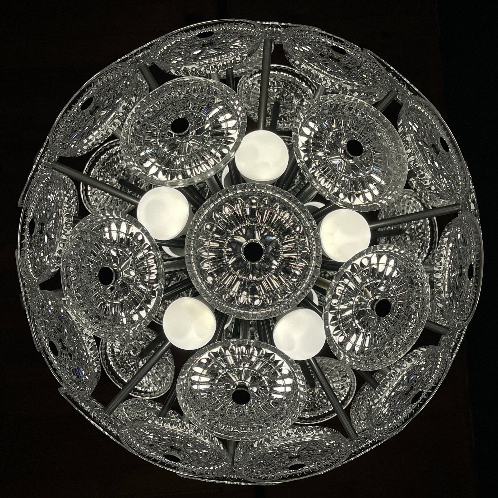 Vintage crystal chandelier Sputnik Dandelion Italy 1960s mid-century modern italian lighting