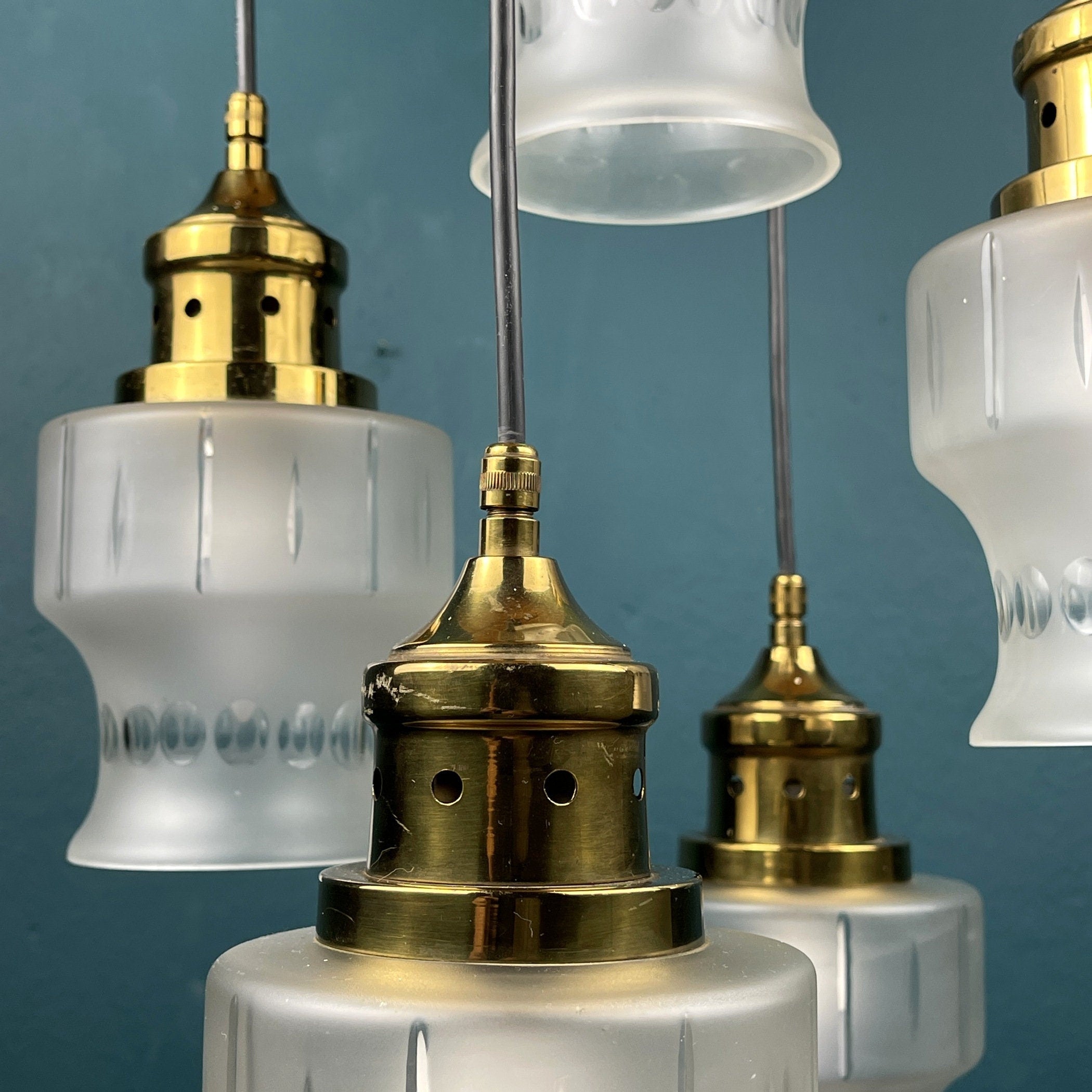 Mid-century cascade glass chandelier Italy 1970s Space Age Sputnik Vintage Pendant Light
