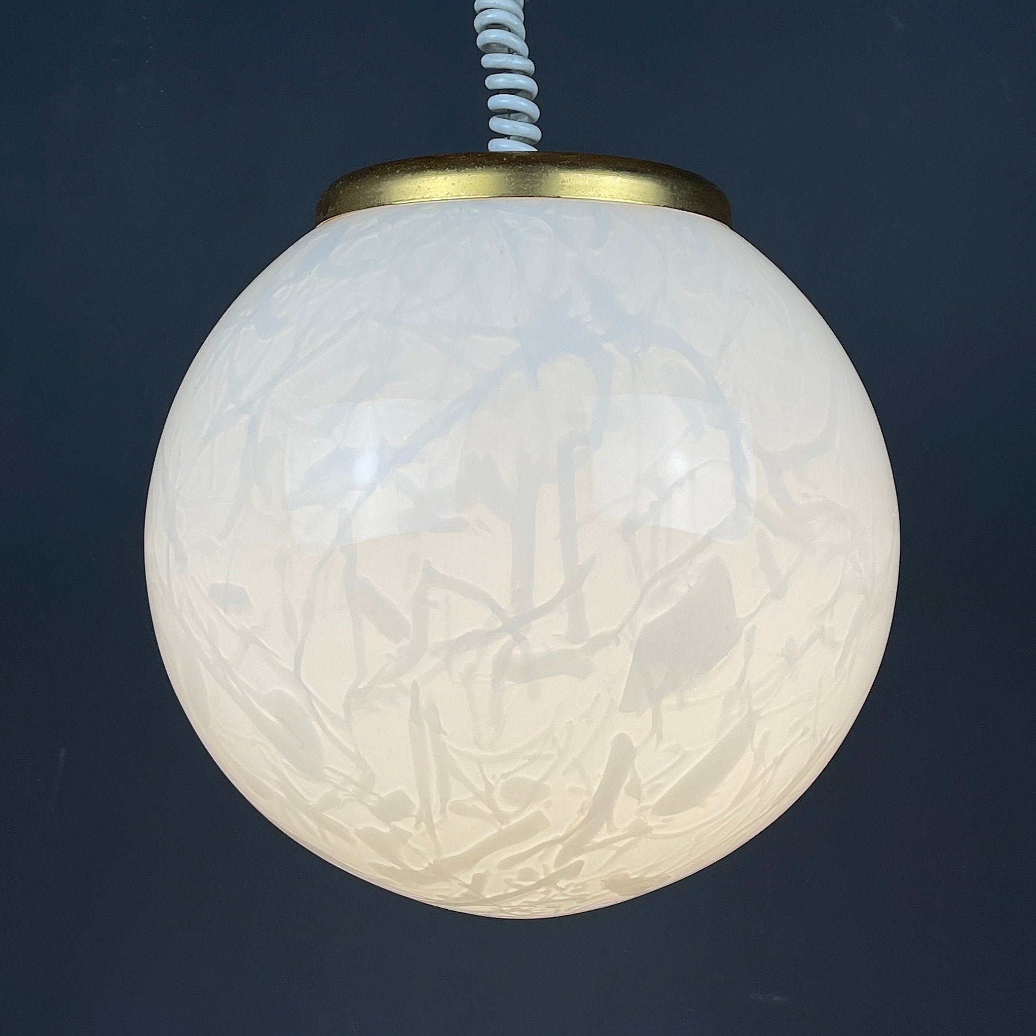 Classic white murano pendant lamp Italy 1970s Italian mid-century modern lighting