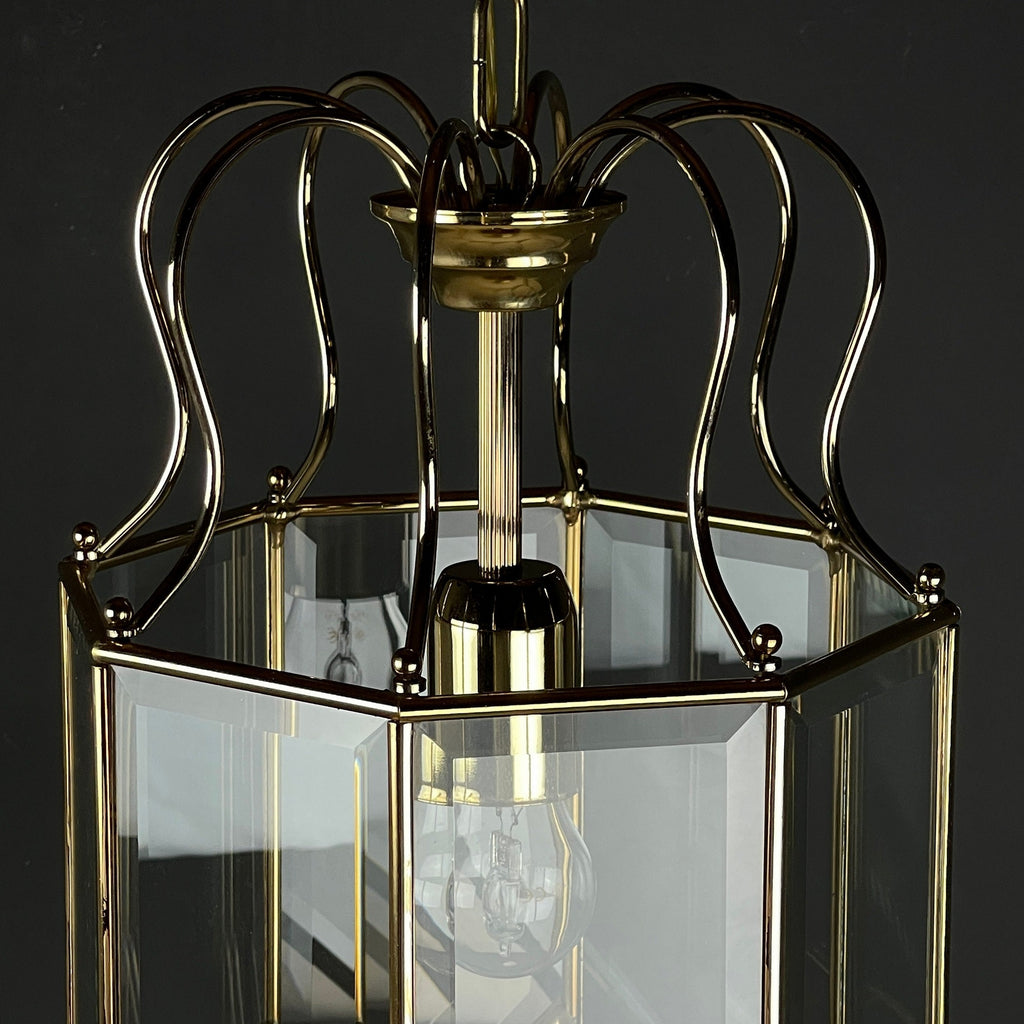 Vintage pendant lamp Italy '70s Brass Polished Glass Retro lighting Mid-century Italian modern