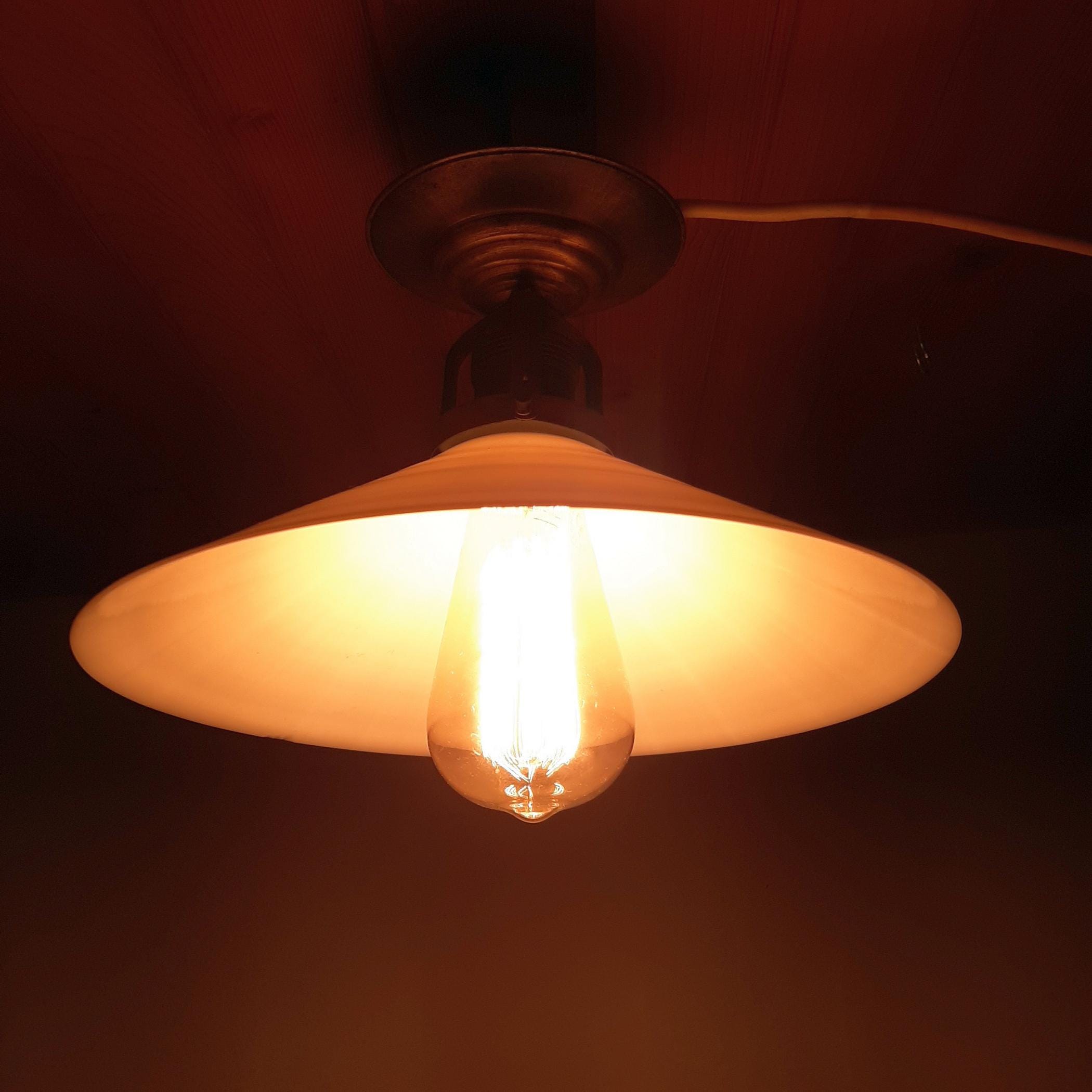 Vintage Small White Pendant Lamp, Italy 1940s