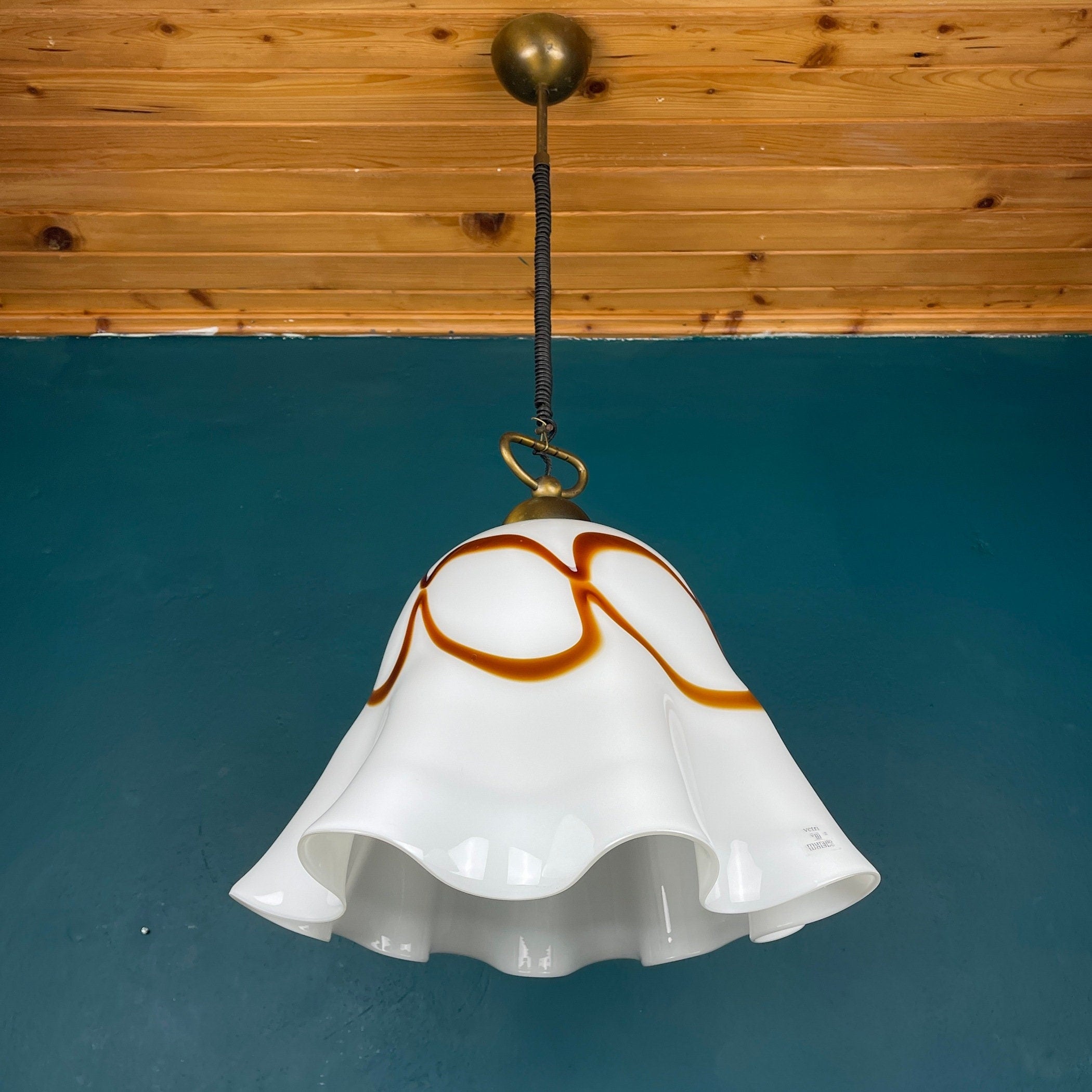 Vintage Fazzoletto Murano Glass Pendant Lamp: Mid-Century Italian Lighting