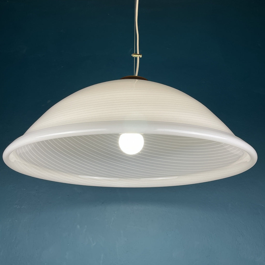 Vintage Swirl Murano Glass Pendant Lamp: 1980s Italian Mid-Century Lighting