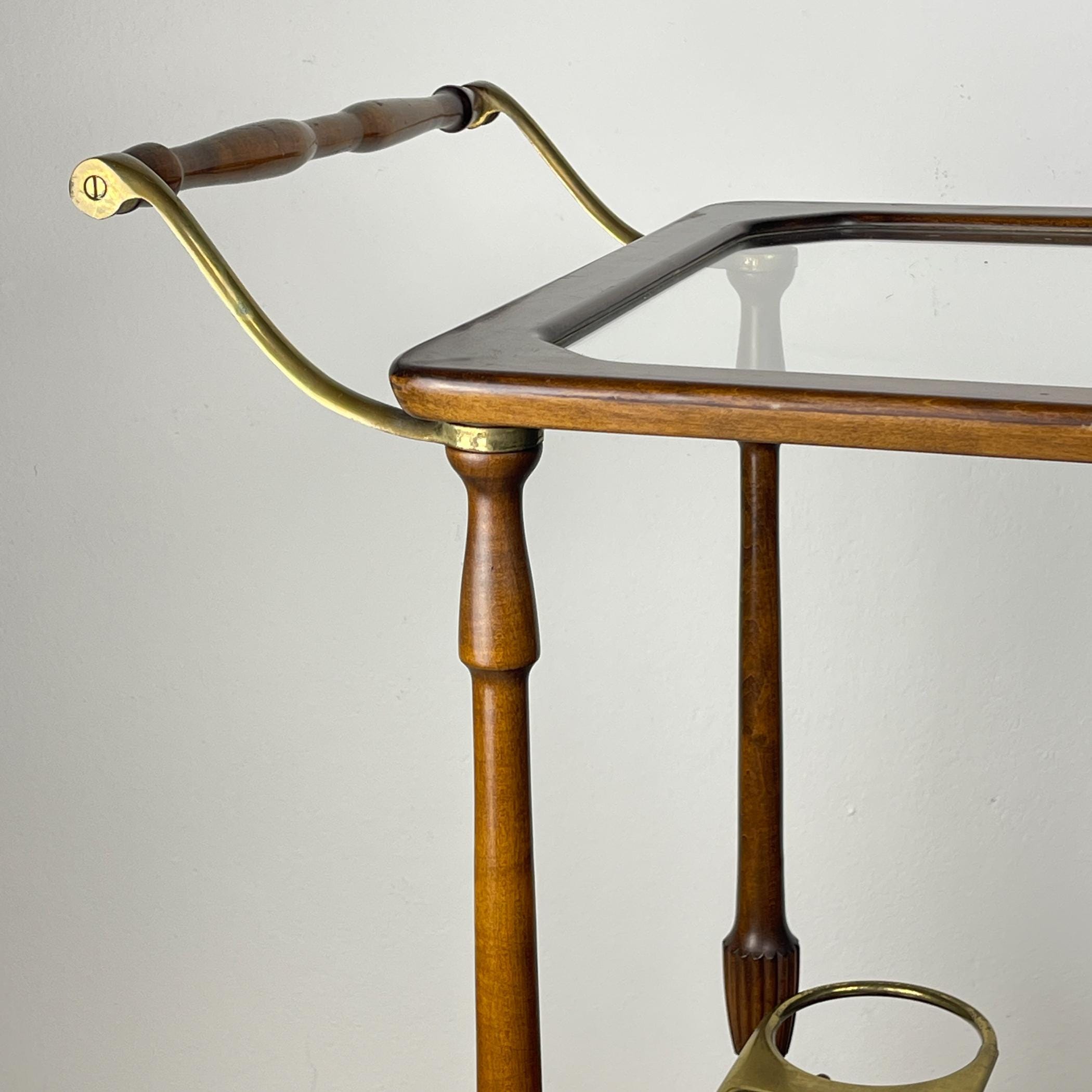 Mid-Century wood bar cart trolley, Italy, 1970s, Vintage Home Decor