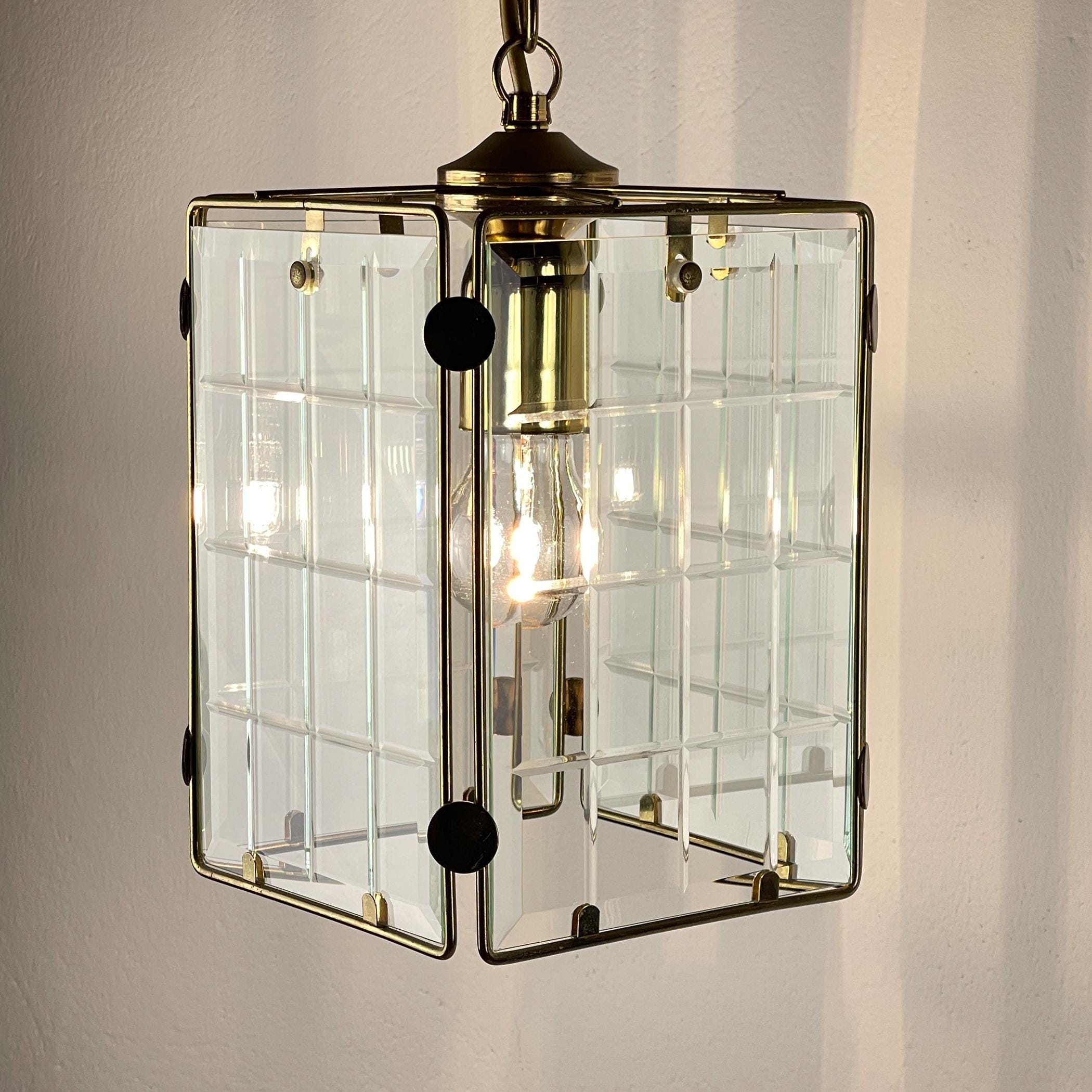 Vintage brass pendant lamp, Italy, 1970s, Mid-century Italian modern