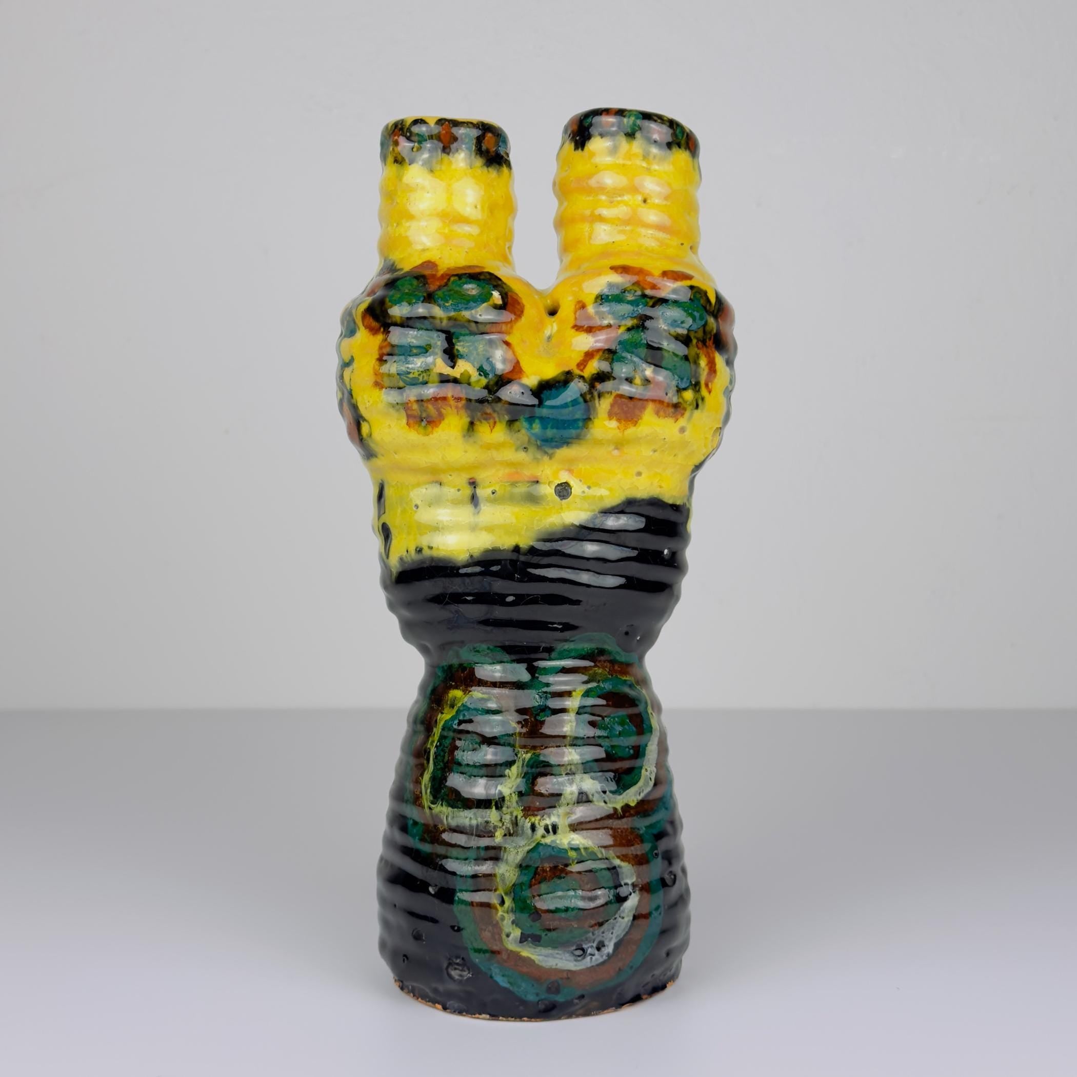 Vintage glazed pottery vase, Yugoslavia 1970s