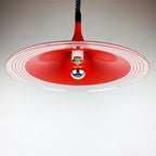 Mid-century red plastic pendant lamp Albatros Meblo Yugoslavia 1970s Space age atomic