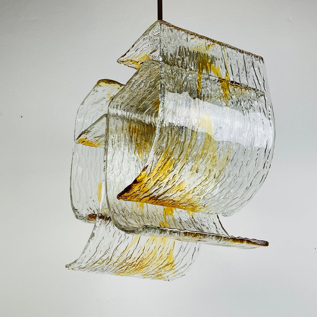 Vintage Murano glass chandelier by Mazzega, Italy 1970s, Space age, Mid-century modern