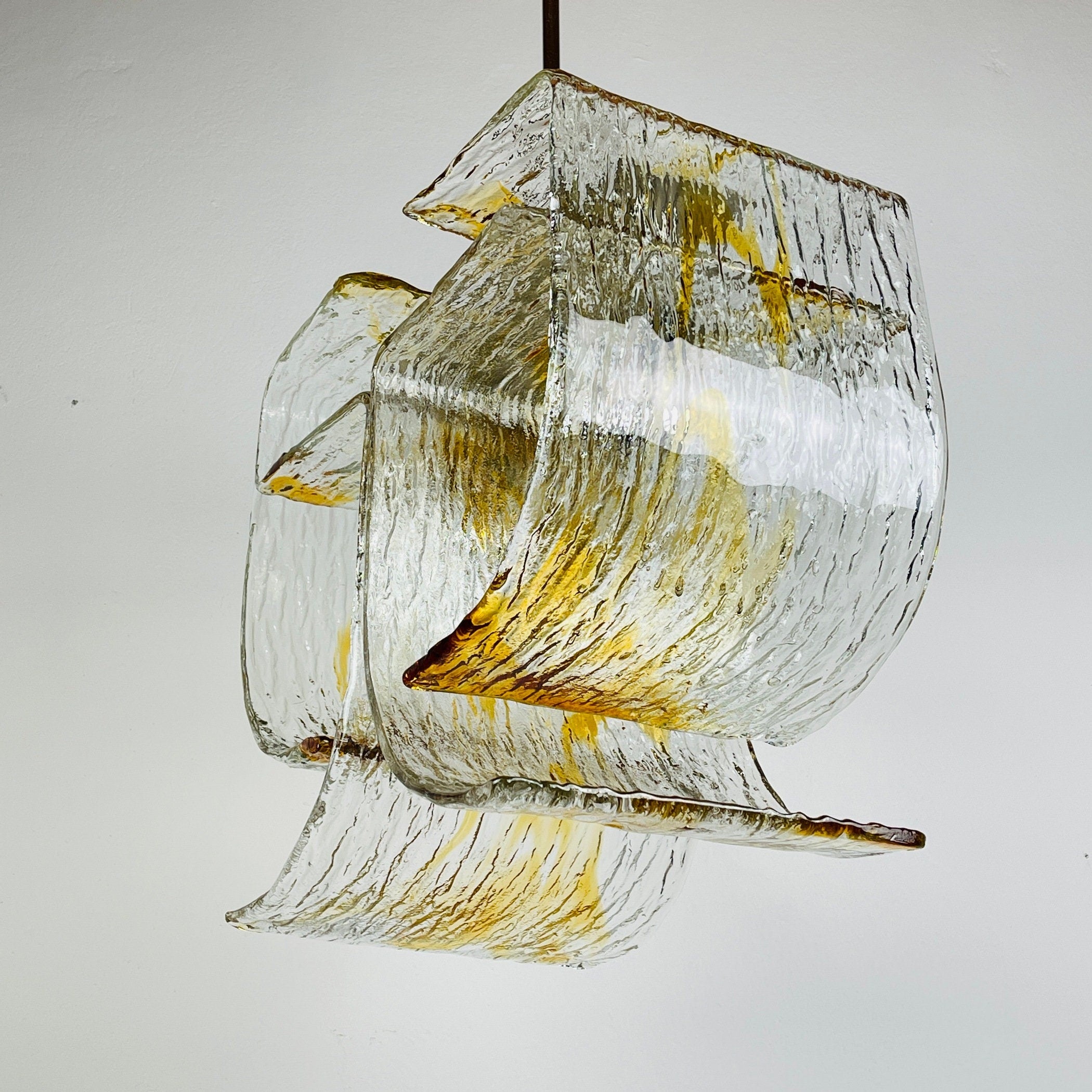 Vintage Murano glass chandelier by Mazzega, Italy 1970s, Space age, Mid-century modern