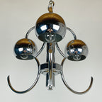 Vintage Italian Eyeball Pendant Lamp: Chrome Space Age Lighting, 1970s