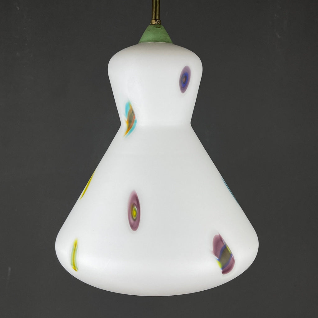Mid-century multicolor opaline murano glass pendant lamp by Stilnovo Italy 1950s