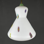 Mid-century multicolor opaline murano glass pendant lamp by Stilnovo Italy 1950s