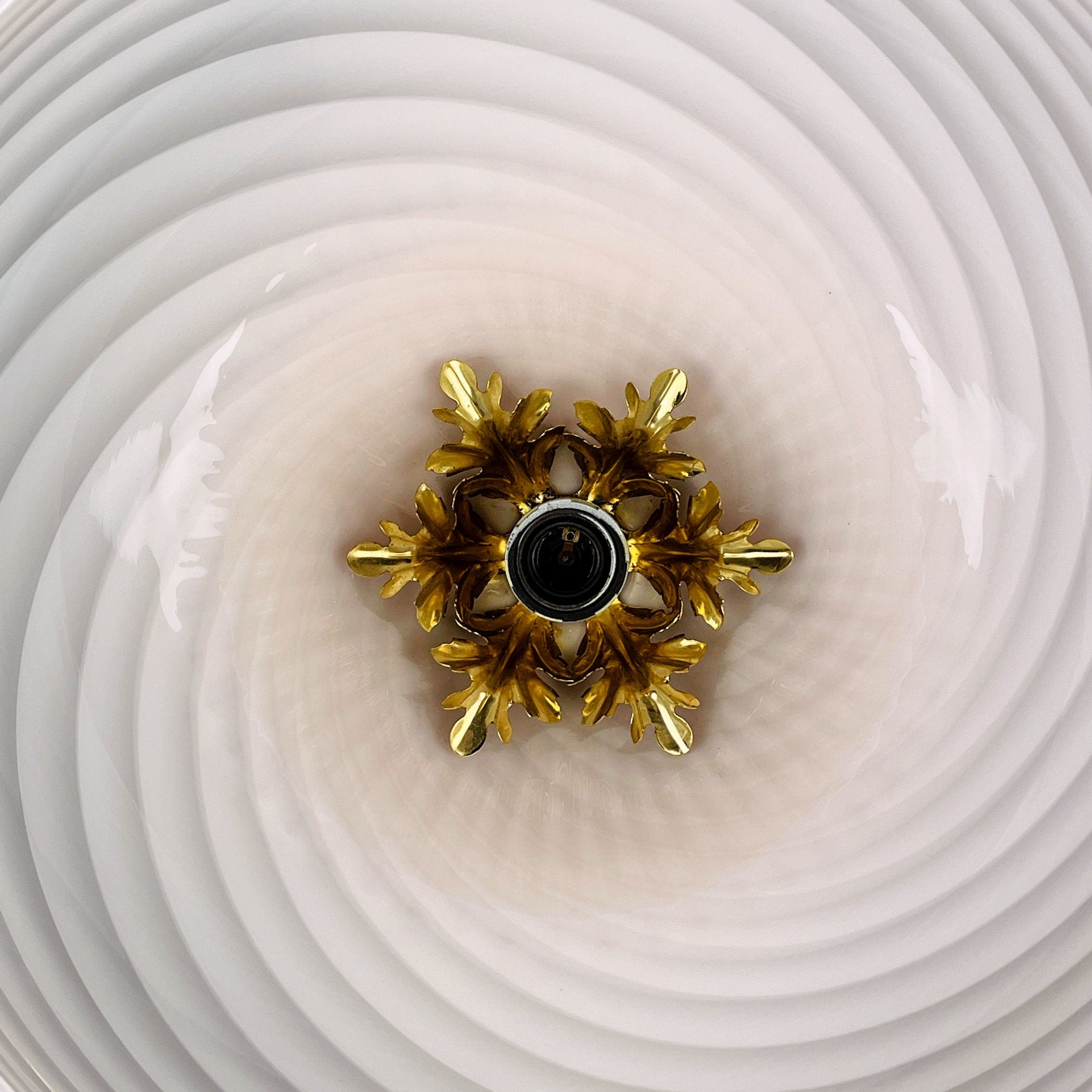Vintage Murano Glass Pendant Lamp: Swirl Italian Lighting, 1970s
