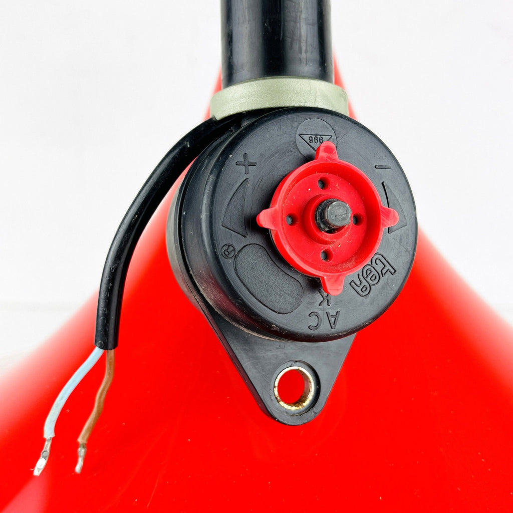 Mid-century red plastic pendant lamp Albatros Meblo Yugoslavia 1970s Space age atomic