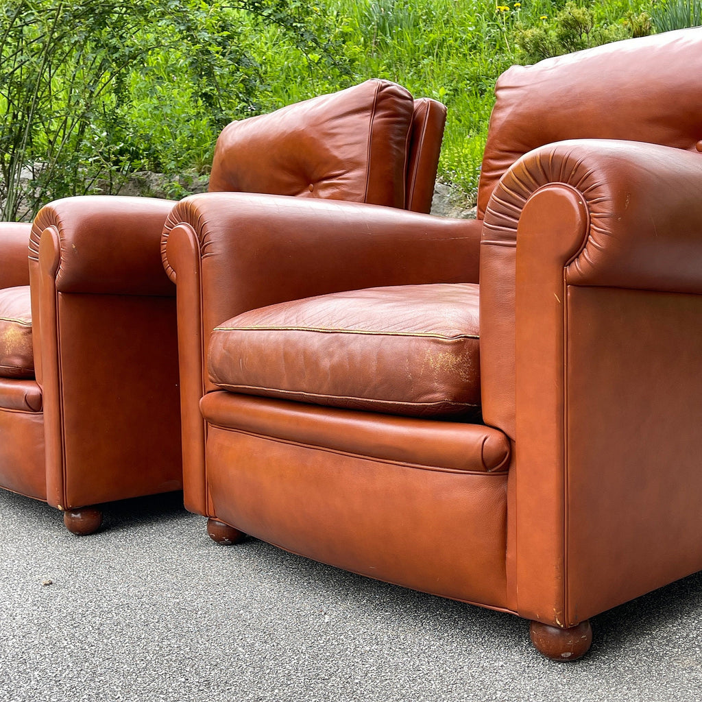 Poltrona Frau leather armchairs Edoardo Italy 1970s Set of 2