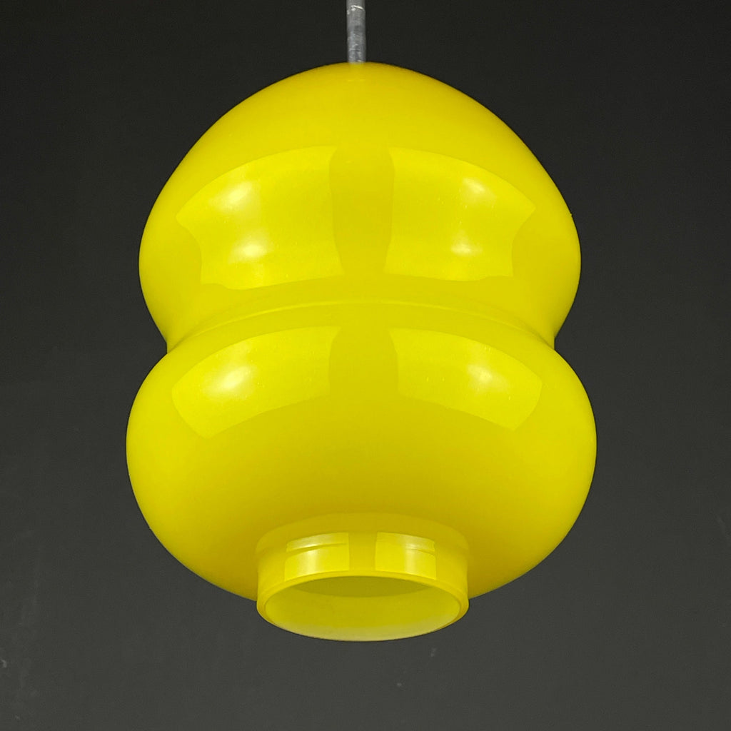 Mid-century yellow glass pendant lamp Yugoslavia 1970s Retro lighting Space age