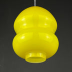 Mid-century yellow glass pendant lamp Yugoslavia 1970s Retro lighting Space age