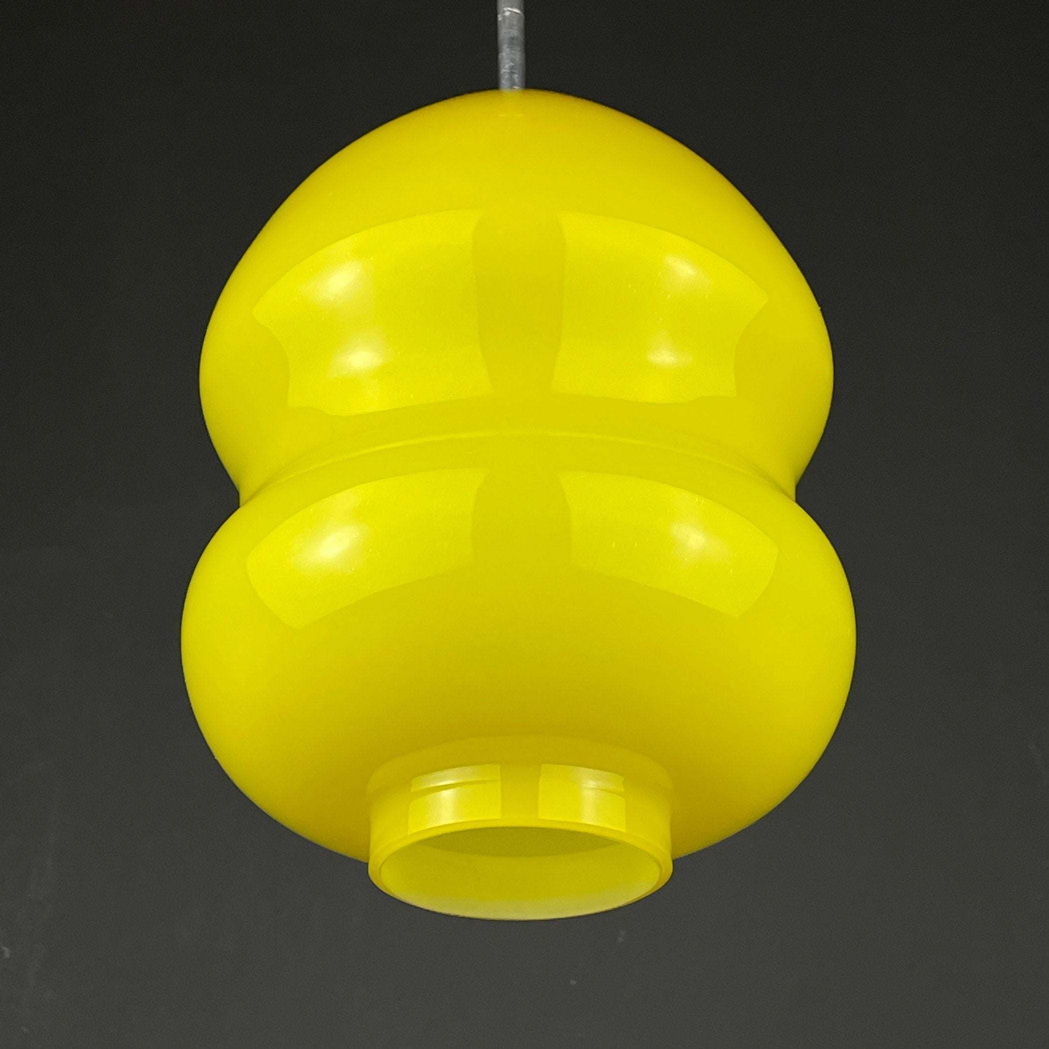 Mid-century yellow glass pendant lamp Yugoslavia 1970s Retro lighting Space age