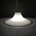 Murano glass white pendant lamp Italy 1970s Mid-century lighting XL ceiling lamp