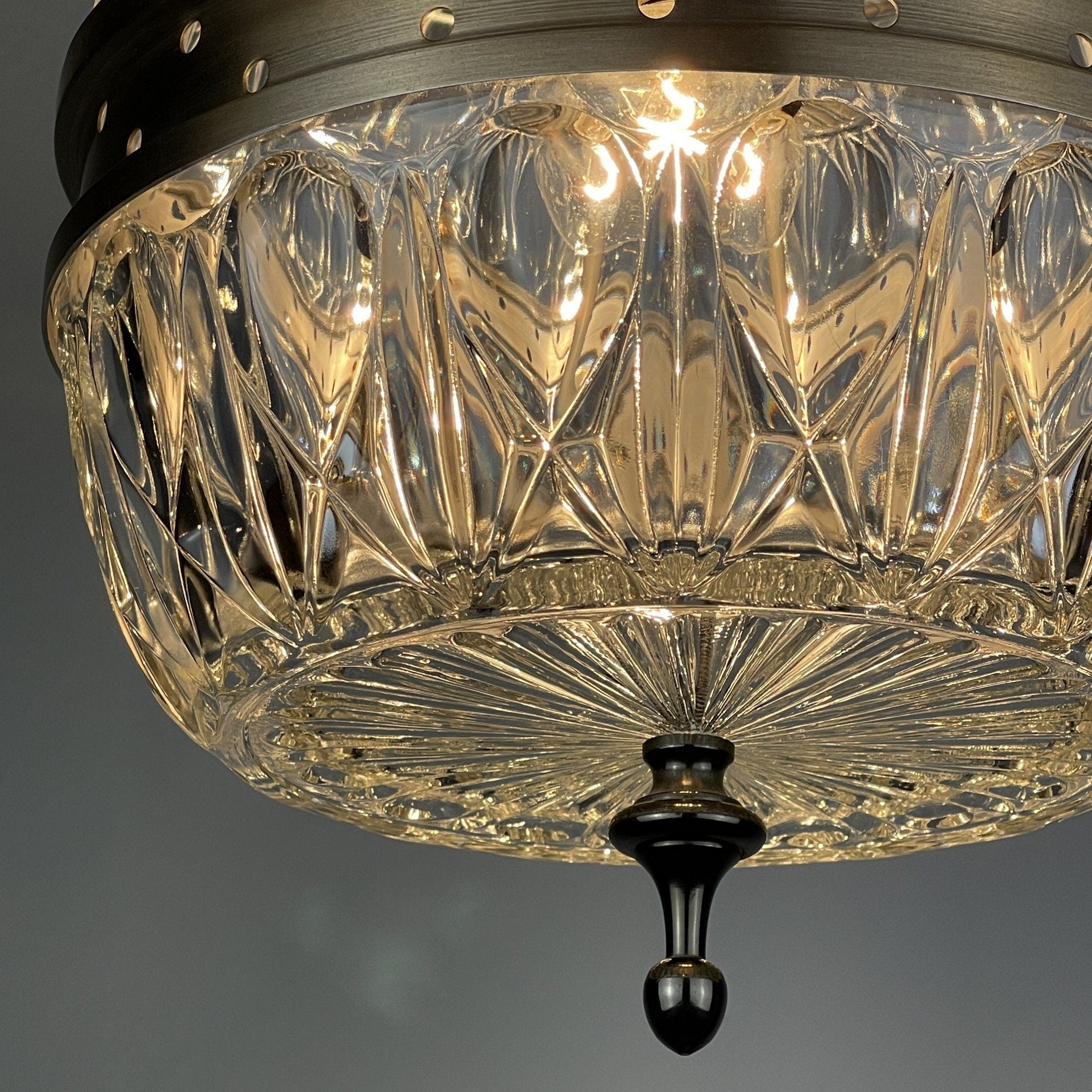 Mid-century glass pendant lamp Italy 1960s Vintage Italian lighting Space Age