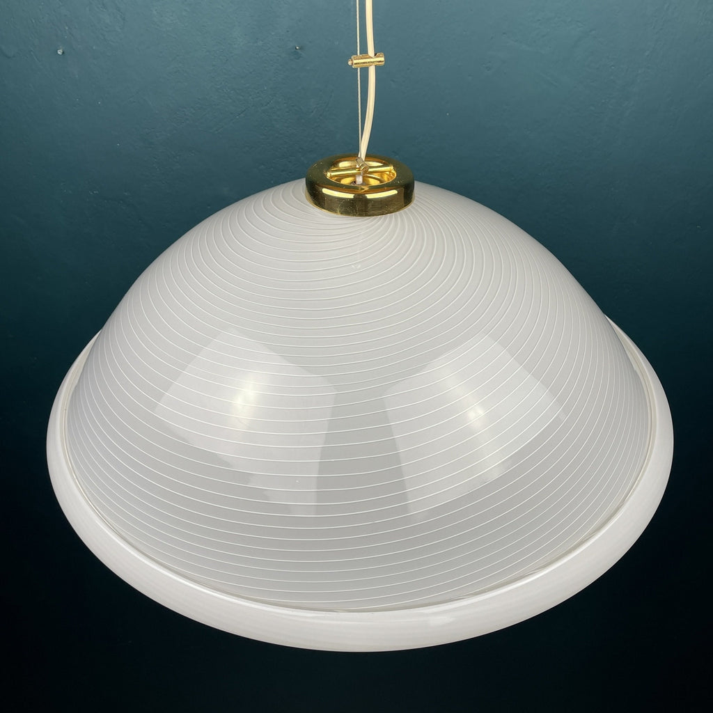 Vintage Swirl Murano Glass Pendant Lamp: 1980s Italian Mid-Century Lighting