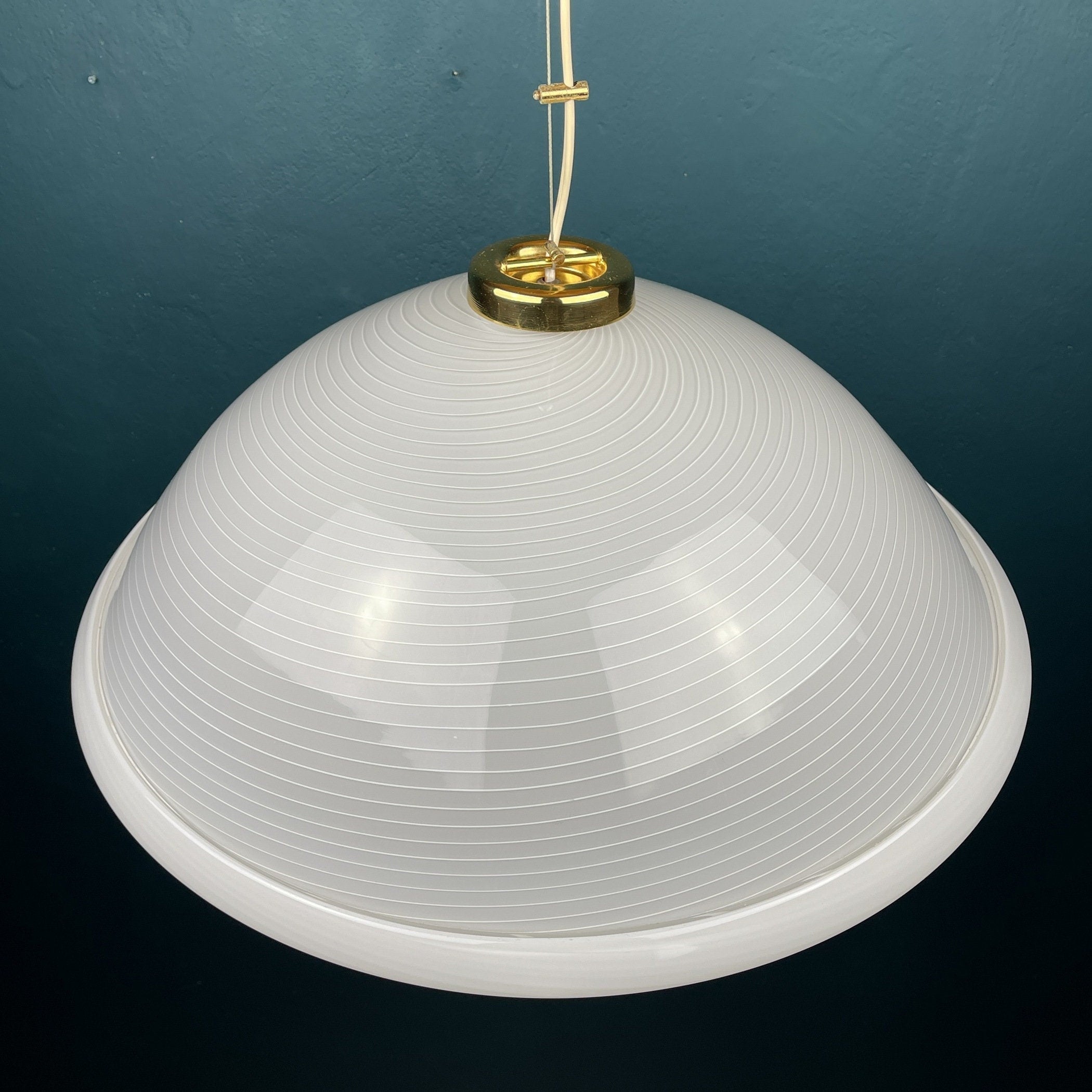 Vintage Swirl Murano Glass Pendant Lamp: 1980s Italian Mid-Century Lighting