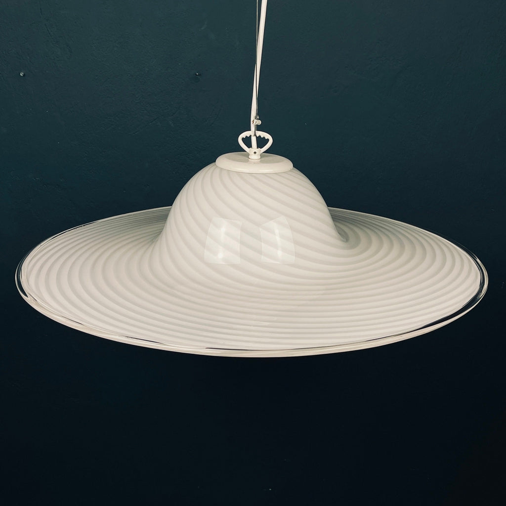 Vintage Swirl Murano Glass Pendant Lamp - Italian Mid-Century Lighting