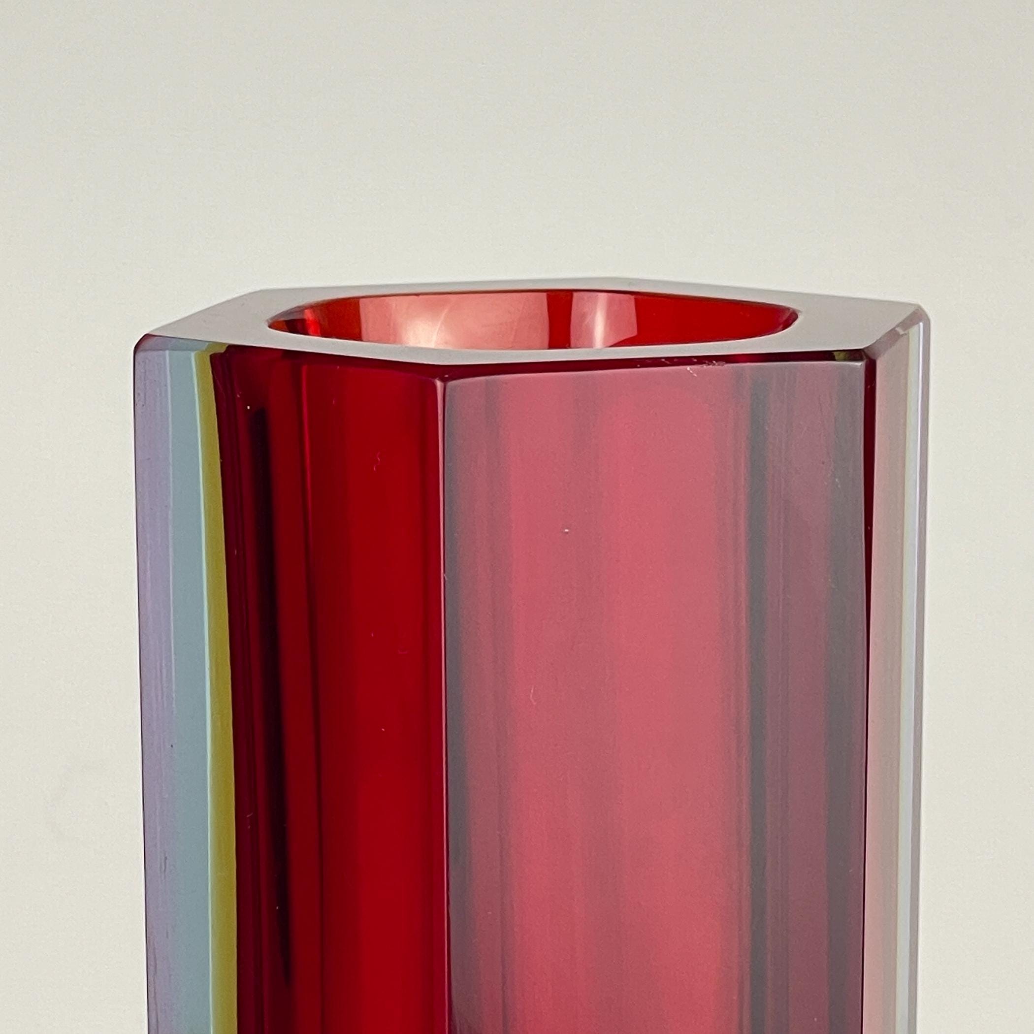 Sommerso murano glass vase style Flavio Poli, Italy 1970s, Vintage home decor