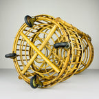 Vintage bamboo & rattan round service bar cart, Italy 1960s